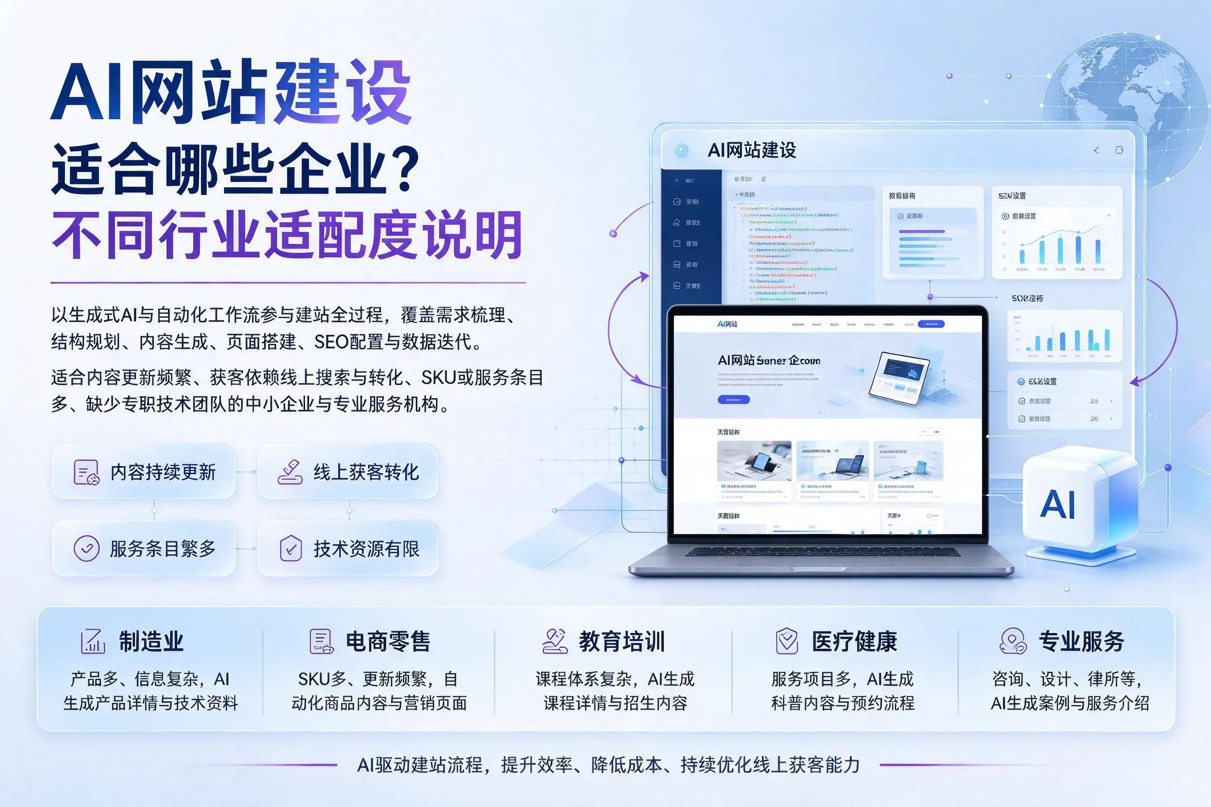 AI网站建设适合哪些企业？呼和浩特不同行业适配度说明